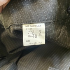 スーツ　ブラック寄りのグレーストライプ３点セットの画像