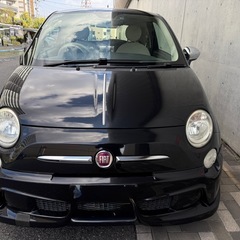 【美車フィアット500 希少ブラック車検9年8月】17インチ黒アルミ・エアロバンパー・ナビ/TV・ドラレコ・ETC・純正ホイル＆タイヤ積込みの画像