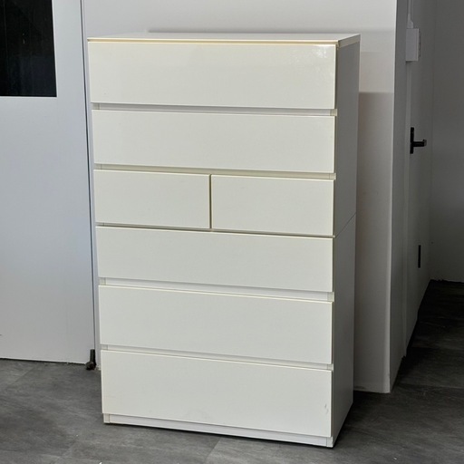 商談中　ニトリ 6段チェスト 幅80cm ホワイト 白エナメル QUESS 80-6HC-WH クエス セパレート ハイチェスト 整理箪笥 家具 札幌市白石区