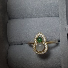 翡翠、ひょうたん指輪シルバー 925の画像