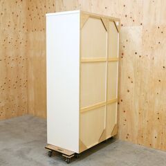 ≪zyt2600ジ≫ ニトリ ワードローブ 幅100cm 高さ180cm　　オレオール100WH/クローゼット/3枚扉/衣類収納 071120-04の画像