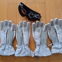 スキー用グローブ２つとゴーグルの画像