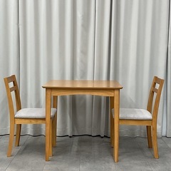 KK-25【新入荷　リサイクル品】三栄コーポレーション　オーク材　ダイニング3点セット　ナチュラルの画像