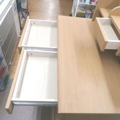 ニトリ デスクワゴンセット レトアーデ 学習机 ライトブラウン 袖机 取り外し可能棚付き 幅84.6cm 札幌 西岡店の画像