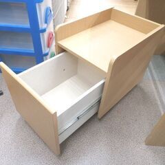 ニトリ デスクワゴンセット レトアーデ 学習机 ライトブラウン 袖机 取り外し可能棚付き 幅84.6cm 札幌 西岡店の画像