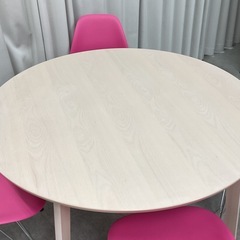 KK-26【新入荷　リサイクル品】ラウンドテーブル5点セット　ピンクの画像