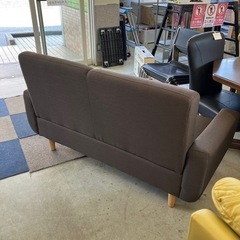 ☆値下げ☆M2511-382 2人掛け ソファ ブラウン ファブリック キズ汚れ有りの画像