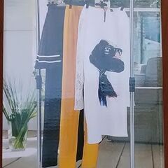 【簡単組立】新品　ステンレス多機能物干しスタンド（高さ調整自在）衣服整理に最適♪の画像