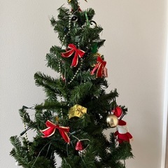 クリスマスツリー　電球・飾り付き　約120㎝の画像