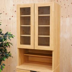 【ヤ取】≪zyt2601ジ≫ nitori/ニトリ ダイニングボード/食器棚 エトナ60DB 幅60cm スリム/カップボード/ライトブラウン/中古家具/宮城県仙台市 071120-05の画像