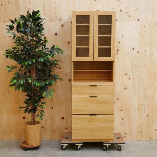 ≪zyt2601ジ≫ nitori/ニトリ ダイニングボード/食器棚 エトナ60DB 幅60cm スリム/カップボード/ライトブラウン/中古家具/宮城県仙台市 071120-05