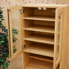 【ヤ取】≪zyt2601ジ≫ nitori/ニトリ ダイニングボード/食器棚 エトナ60DB 幅60cm スリム/カップボード/ライトブラウン/中古家具/宮城県仙台市 071120-05の画像