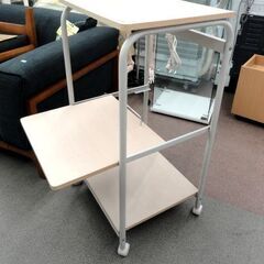 レンジ台 キャスター付き ナチュラルベージュ 幅48㎝ スライドテーブル コンセント2口 レンジラック キッチンラック 西岡店の画像