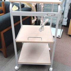 レンジ台 キャスター付き ナチュラルベージュ 幅48㎝ スライドテーブル コンセント2口 レンジラック キッチンラック 西岡店の画像