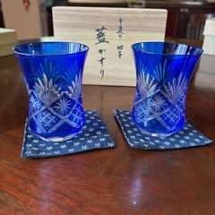【未使用】手作り 切子 藍 かすりの画像