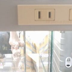 レンジ台 コンセント2口付き 幅48cm 奥行41cm 高さ142cm キャスター付き ナチュラル レンジラック 札幌 西岡店の画像