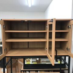 ＼家具＊家電のお店／【ｼﾞｬﾝｸﾞﾙｼﾞｬﾝｸﾞﾙ石川金沢店】食器棚 木目調 ブラック   W(幅)94×D(奥行き)40×H(高さ)183cmの画像