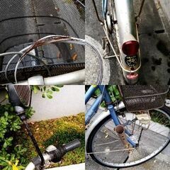 中古ママチャリ 26インチ 5段ギア・オートライト・サイドミラー付き！シティーサイクル水色の画像