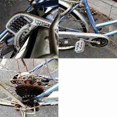 中古ママチャリ 26インチ 5段ギア・オートライト・サイドミラー付き！シティーサイクル水色の画像