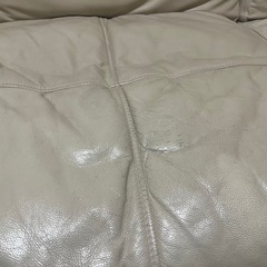 本革ソファー　３人がけ　アイボリー　オットマン付きの画像