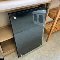 M2511-388 ガラストップテーブル 折りたたみ テーブル 机 ブラック キズ汚れ有りの画像