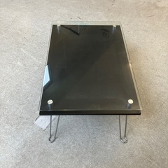 M2511-388 ガラストップテーブル 折りたたみ テーブル 机 ブラック キズ汚れ有りの画像