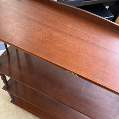 サ2511-389 福屋 アンティーク風 木製 オープン シェルフ ラック 4段 飾り棚 ダークブラウン 見せる収納 キズ汚れ有りの画像