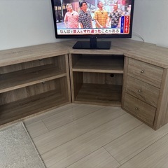 コーナー対応テレビ台／収納棚／サイドチェスト付きの画像