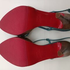 ★リユースのサカイ水戸店★ ChristiaLouboutin クリスチャンルブタン  ハイヒール　サンダル グリーン系 24.5㎝ MT6372の画像