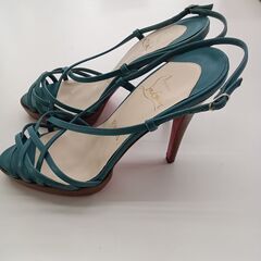 ★リユースのサカイ水戸店★ ChristiaLouboutin クリスチャンルブタン  ハイヒール　サンダル グリーン系 24.5㎝ MT6372の画像