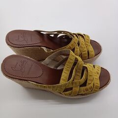 ★リユースのサカイ水戸店★ ChristiaLouboutin クリスチャンルブタン  ウェッジソールエスパドリーユサンダル イエロー系 24㎝ MT6373の画像