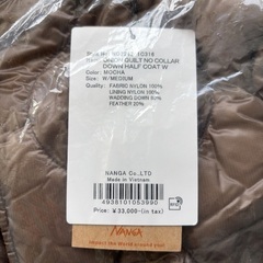 新品未使用、ナンガダウンハーフコート　NANGAの画像