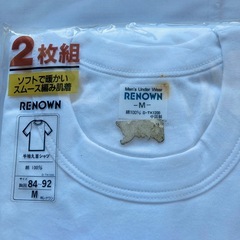 ２枚訳あり　RENOWN 厚地肌着 2枚組 Mサイズ　丸首シャツ　メンズ下着半袖の画像