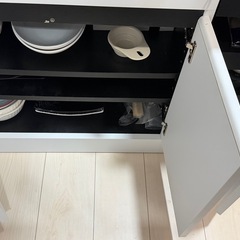 [幅90] 食器棚 レンジ台 ハイタイプ コンセント付き 可動棚タイプ 選べる組合せキッチン収納セット  LOWYAの画像