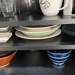 [幅90] 食器棚 レンジ台 ハイタイプ コンセント付き 可動棚タイプ 選べる組合せキッチン収納セット  LOWYAの画像