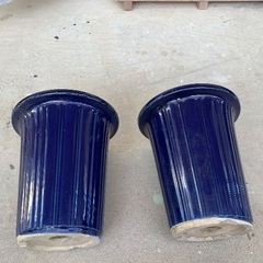 【中古品】陶器の鉢　青2個セットの画像