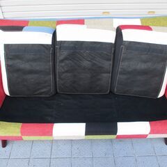 3人掛けソファー 3Pソファー リビング家具 カラフル チェック柄 幅160㎝×奥行73㎝×高さ78cm 配達可の画像