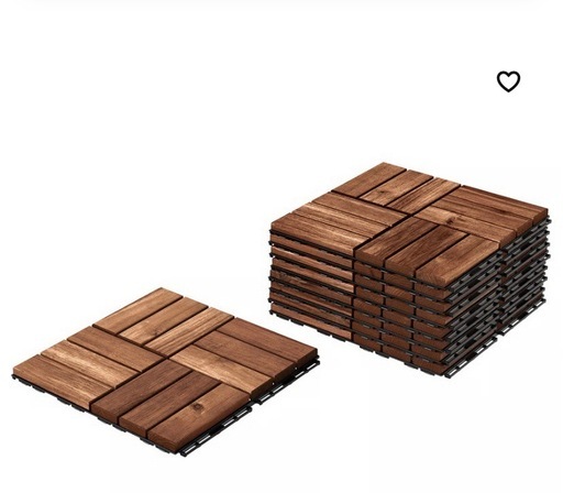 【未使用18ピース】IKEA ルッネン フロアデッキ ブラウンステイン