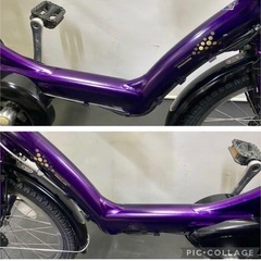 1年保証 送料無料　ブリヂストン　20インチ　子供乗せ　紫色　電動アシスト自転車　g1125の画像