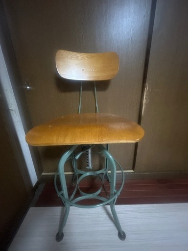 《高さ調整可》木製 × スチール インダストリアルチェア