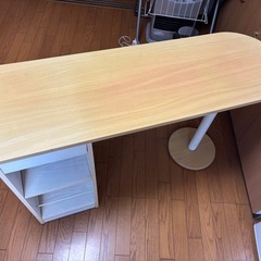 キッチンカウンター 収納 ホワイト 木目調 120幅の画像