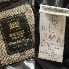 BEAMS ビームス お洒落なウールツイード生地 ダウンコート メンズS　★ダウン90%フェザー10%★の画像