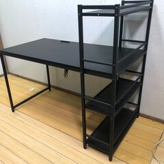 YAMAZEN 山善 ヤマゼン ラック付きデスク MRPE-1260 120cm PCデスク 作業台 パソコンデスク 収納棚 スチールフレーム アイアン風　251124-3-①の画像