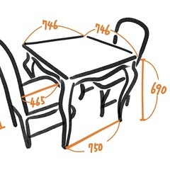 カフェテーブルセット（木製）の画像