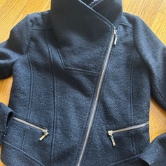 ファー付き　ウール混　ジャケット　Mサイズ　黒　の画像