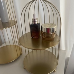 ゴールド鳥かご風 2段コスメラック／インテリア収納の画像