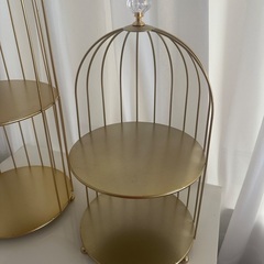 ゴールド鳥かご風 2段コスメラック／インテリア収納の画像