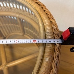 ガラステーブル　籐　古道具　ヴィンテージ　
ローテーブルの画像