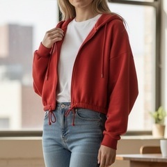 パーカー 赤 レッド トップス フード Lサイズの画像