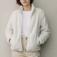 ユニクロ もこもこ Mサイズ ファー ジャケットの画像